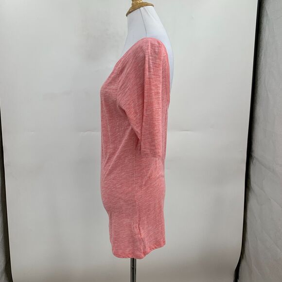 Gap Ballet Pink Tunic Top Womens L Large Mid Sleeves Low Cut Back Cotton Stretch - Picture 4 of 10